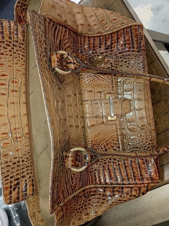 Brahmin Handbags - Brahmin Cognac Croc-Embossed Patent Leather Tote